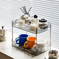Multi-layer PET Desktop Storage Rack with Wheels for Cosmetics and Sundries