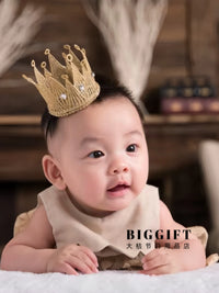 BIGGIFT Baby First Birthday Crown Hat for Kids and Adults - Prince/Princess Photo Prop Headwear