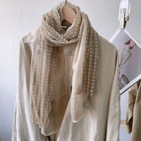 New Summer Cotton Linen Scarf for Women, Neck Protection Shawl, Travel Wrap with Artistic Design