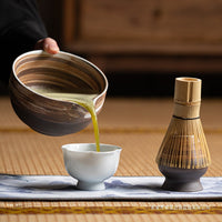 Japanese Style Coarse Pottery Matcha Bowl with Spout