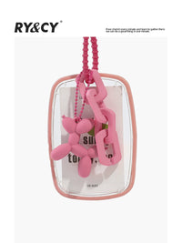 Acrylic Balloon Dog Keychain with Integrated Access Card Holder