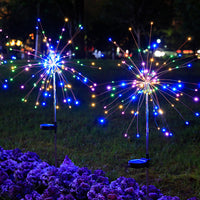 Solar LED Firework Garden Stake Lights for Outdoor Pathway & Patio Decor, Waterproof Landscape Ambient Lighting