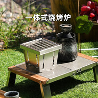 Portable Foldable Stainless Steel Mini Fire Pit Grill for Tea Ceremony and BBQ