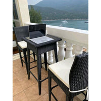 Outdoor Rattan Bar Table and Chairs Set for Patio, Balcony, Cafe, and Courtyard