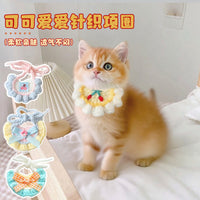 Pet Cat Dog Knitted Bandana Collar Adjustable Drool Bib Scarf for Kittens and Puppies