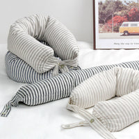 Pure Linen Neck Support Pillow with Latex Granule Filling, Removable Washable Cover, for Travel and Home Use