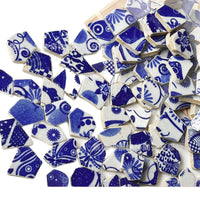 Blue and White Porcelain Mosaic Tiles for DIY Home Decor and Art Projects