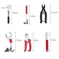 Bicycle Repair Tool Kit with Crank Extractor, Freewheel Remover, Chain Breaker, Hex Key, Spoke Wrench, and Bracket