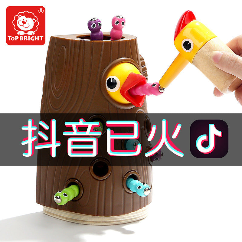 Te Bao Er Magnetic Woodpecker Catch Worm Game for Kids