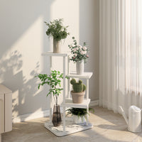 Nordic Iron Art Multi-Tier Plant Stand with Marble Pattern Base for Indoor Balcony Decor