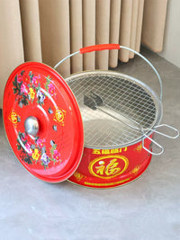 Portable Charcoal Brazier with Grill Grate for Outdoor Heating and BBQ