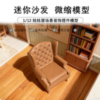 Dollhouse Miniature Vintage American Style Sofa Chair for Living Room Bedroom