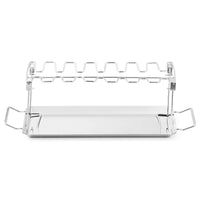 Portable Stainless Steel Folding Multi-functional Leg Rack Set with Drip Pan BBQ Grill Net Roasting Vegetable Tray