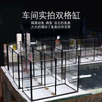Ultra-Clear Glass Dual-Compartment Betta Fish Tank for Breeding and Office Desktop