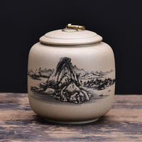 Handmade Coarse Pottery Tea Caddy Ceramic Storage Jar for Loose Leaf Tea
