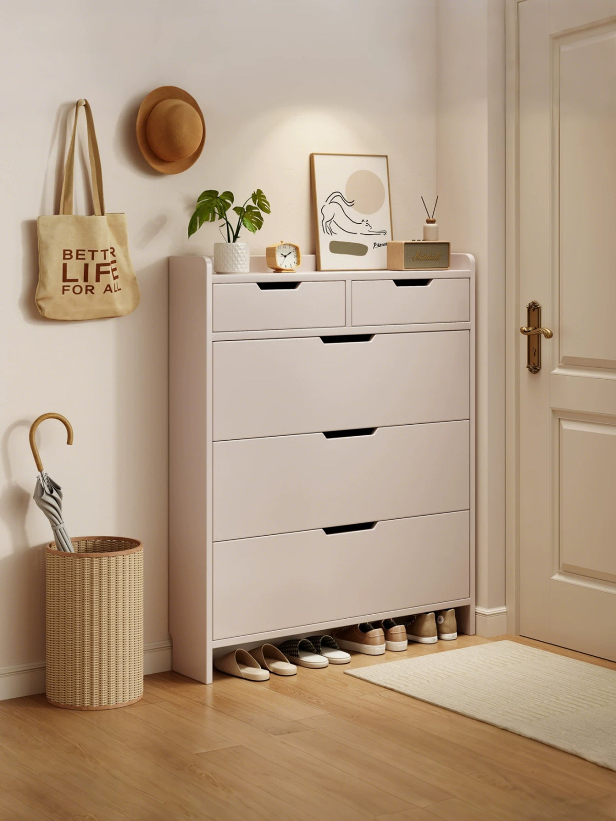 Ultra-Thin Entryway Shoe Cabinet with Tilt-Out Drawers, Space-Saving Storage for Narrow Hallways
