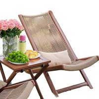 Outdoor Rattan Wicker Lounge Chair with Ottoman or Coffee Table, Foldable Balcony Garden Patio Recliner
