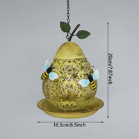 Rustic Pear-Shaped Hanging Bird Feeder with Butterfly/Bee Decor for Garden & Patio