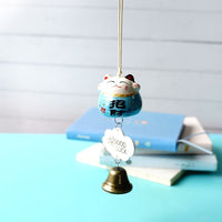 Ceramic Lucky Cat Wind Chime Bell Ornament Japanese Style Souvenir Craft