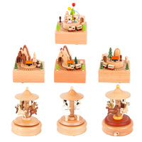 Wooden Music Box Creative Retro Rotating Eight-Tone Box Graduation Valentine's Day Gift for Girls Boys Original Wood Ornament