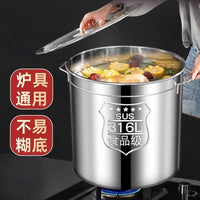 316 Stainless Steel Stock Pot with Lid, Heavy-Duty Round Storage Bucket for Home and Commercial Use