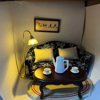 1:12 Dollhouse Miniature Living Room Furniture Set - Sofa, Coffee Table, and Accessories