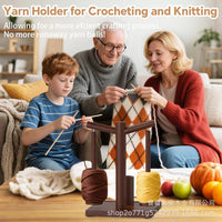 Wooden Yarn Spool Holder Double Axis Rotating Knitting Storage Rack