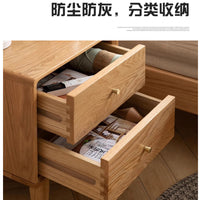 European Solid Wood Nightstand with Storage Drawer - Oak Wood Bedside Cabinet