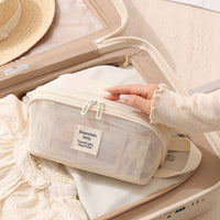 Women's Portable Large Opening Mesh Breathable Travel Cosmetic Bag