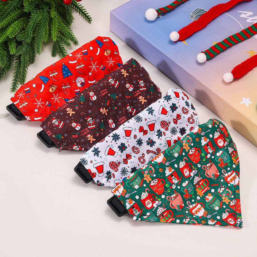 Christmas Pet Bandana Collar for Dogs and Cats, Adjustable Scarf Bib