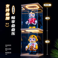 Acrylic Display Case with LED Lights for Building Blocks, Action Figures, and Model Kits - Dustproof Storage Box