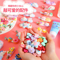 DIY Cream Glue Hair Clip & Mirror Comb Set with Storage Box