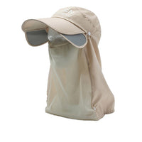 Women's Summer Retractable Brim Sun Hat with Face Shield, UV Protection Cycling Sunscreen Hat