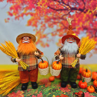 Thanksgiving Harvest Festival Gnome Doll Decoration with Pumpkin and Wheat
