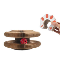 Accordion Cat Scratcher Toy with Bell, Corrugated Cardboard Cat Bed and Climbing Frame