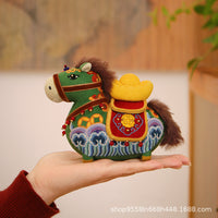 Chinese Style Tang Horse Embroidery DIY Material Kit 3D Fabric Doll Zodiac Tea Pet Ornament Creative Gift