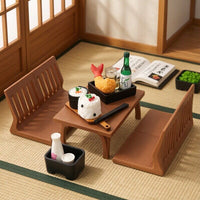Miniature Japanese Tatami Table and Chair Set for Dollhouse OB11 Scale