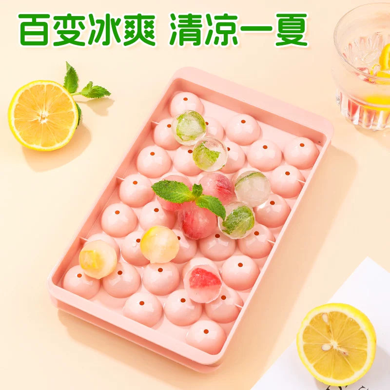 Easy Release Stackable Beverage Ice Ball Mold with Lid for Homemade Ice Cubes, Food-Grade Spherical Ice Tray for Home Freezing