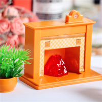 Dollhouse Miniature Fireplace Set with Clock and Potted Plant for OB11 Dolls