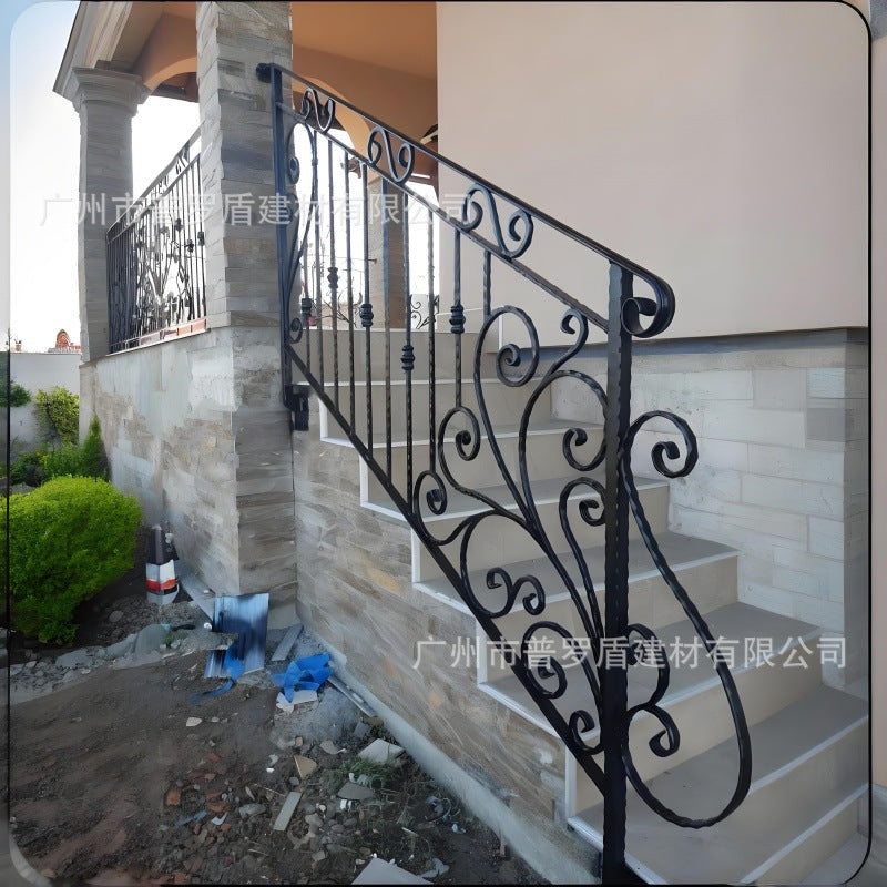 Vintage Wrought Iron Balcony Railing - Outdoor Garden Fence & Window Guard