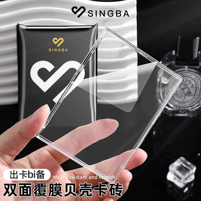 SINGBA Shell-shaped Acrylic Card Holder for K-Pop Photocards & Game Cards, Clear Display Brick
