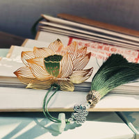 Classical Lotus Metal Hollow Bookmark with Tassel, Exquisite Gift for Students and Business