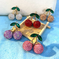 Sparkling Rhinestone Cherry Keychain Pendant for Bags and Keys