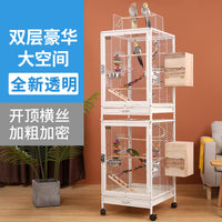 Double-Layer Transparent Acrylic Large Bird Cage Parrot Cage Luxury Villa for Budgies Cockatiels Breeding