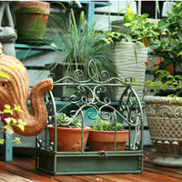 American Retro Outdoor Rust-Proof Iron Birdcage Tray Plant Stand for Patio Balcony Garden Wedding Decor