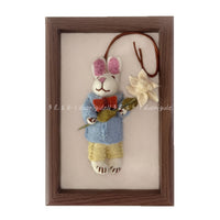 Handmade Nepali Wool Felt Rabbit Doll Keychain / Bag Charm with Flower
