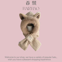 Winter Plush Knitted Hat Scarf Set with Ear Protection and Face Mask