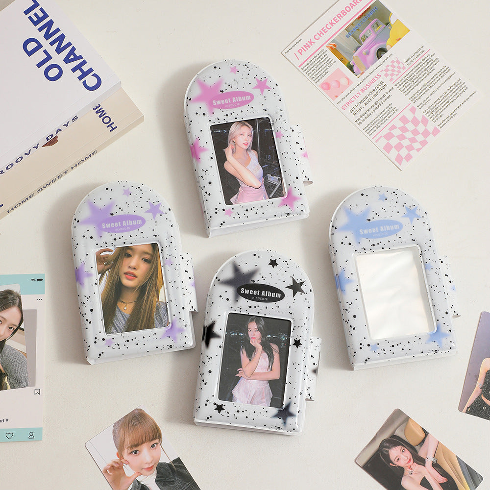 Ins Style Star Splatter Photo Album for Instax Mini 3-inch Photos, Snap Closure Card Holder for Girls
