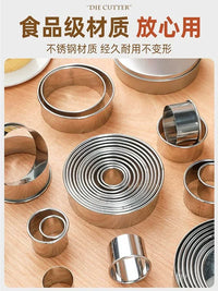 11-Piece 304 Stainless Steel Round Mousse Cake Ring Mold Set with Dumpling Cutter