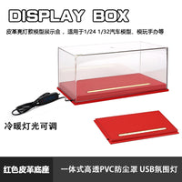 1:24 Scale Display Case with LED Lights and Leather Base for Diecast Model Cars